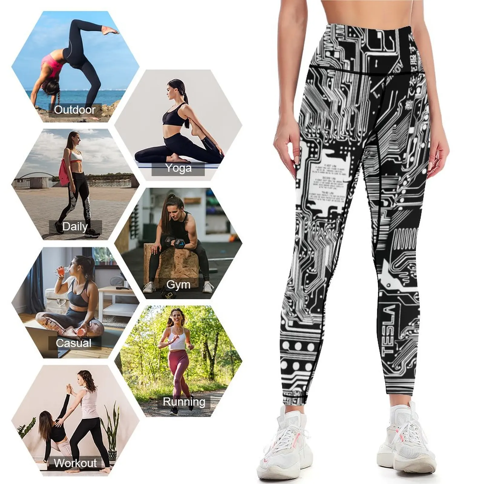 White computer electronic circuit, Asimov tribute Leggings Women's push up leggins push up woman Womens Leggings