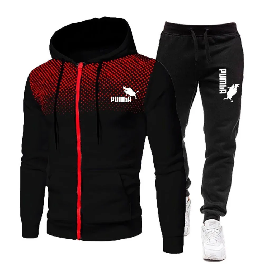 

2024 New Winter Men's Clothing Men Sets Printing Hoodie Set Fleece Zipper Sweatshirt Casual Sport Sweatpants Mens Tracksuits