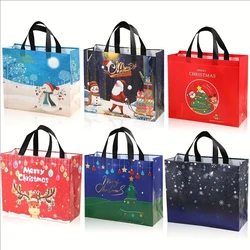 6 large capacity non-woven Christmas gift bags. Santa, elk, snowman, Christmas tree Christmas party goodie bag, Christmas deco