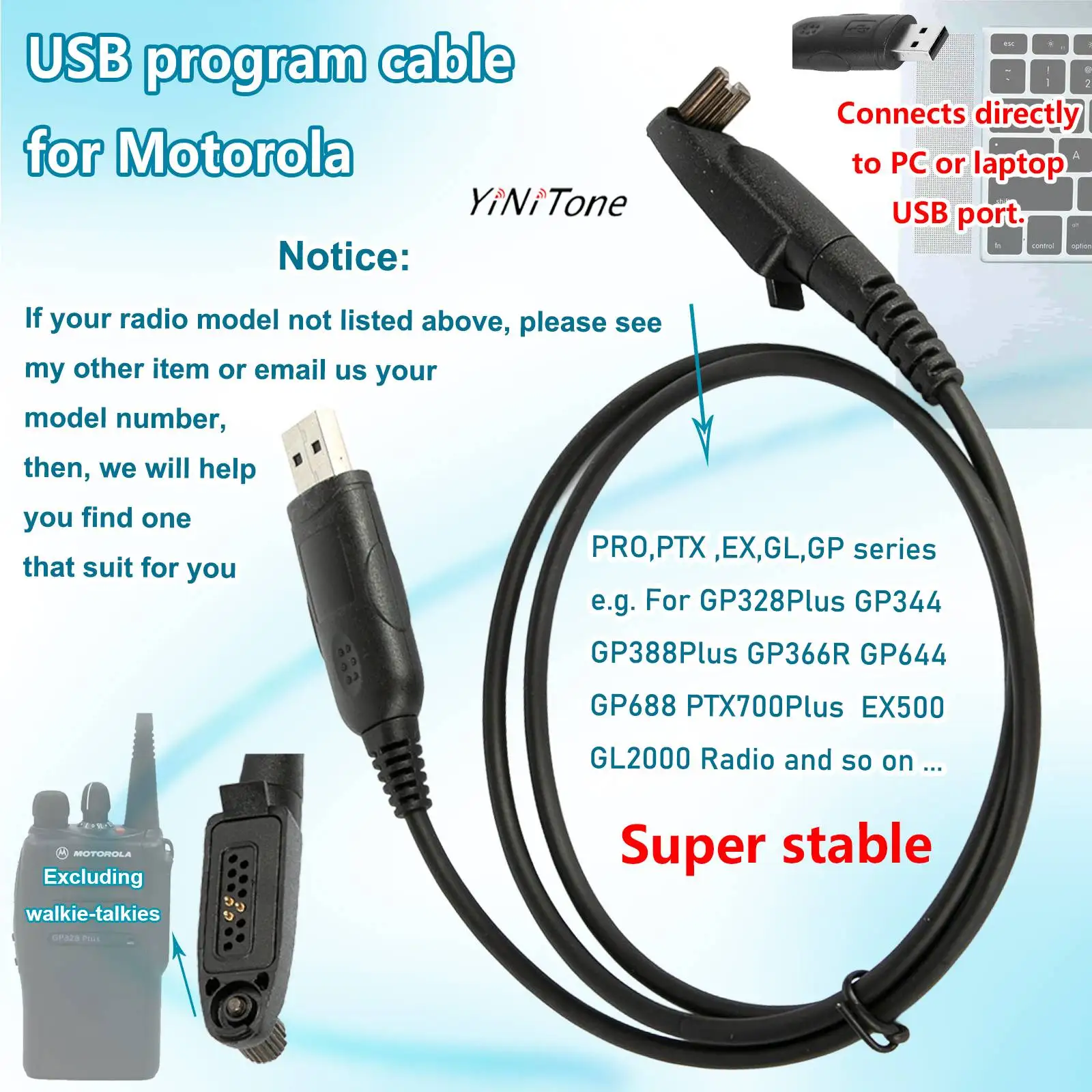 Radio USB Programming Cable for Motorola GP328Plus GP338Plus GP644 GP688 GP344 GP388 EX500 Walkie Talkie write frequency line