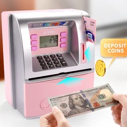 Table Digital Alarm Clock, Real Estate Bank, Password ATM Machines for Adult, Real Money Safe Box, Piggy Bank Money Drawer