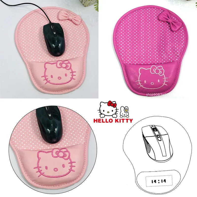 Hello Kitty Wristband Mouse Pad Cute Cartoon PU Leather Desktop Non-slip Mouse Pad Office Game Mouse Pad for Laptop PC Computer