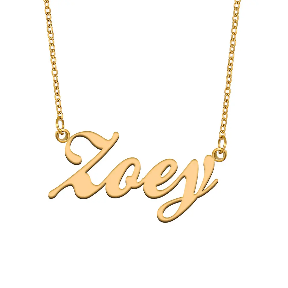 

Zoey Name Necklace for Women Stainless Steel Jewelry Gold Plated Nameplate Pendant Femme Mothers Girlfriend Gift