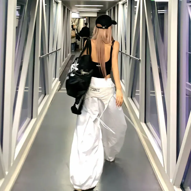 Y2K Pantaloni cargo bianchi Donna Streetwear Ricamo Pantaloni sportivi larghi Harajuku Pantaloni larghi a gamba larga Pantaloni estivi oversize Novità