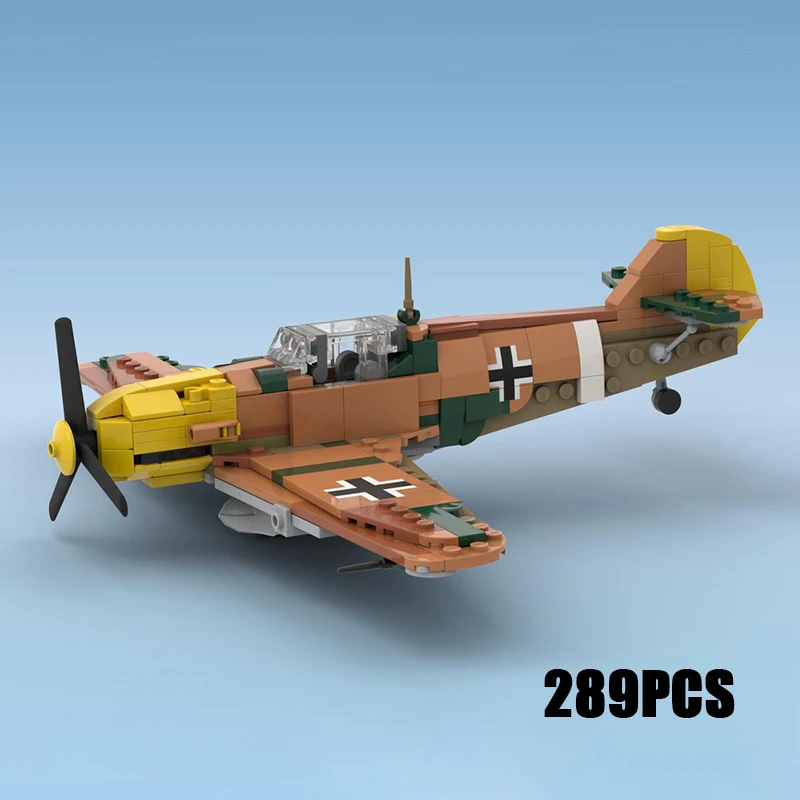 Military Model Moc Building Bricks Messerschmitt Bf109 E-7 Trop Fighter Technology Blocks Gifts Christmas Toys DIY Sets Assembly