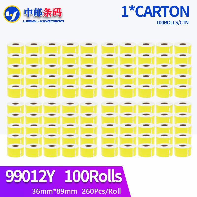 

100 Rolls Yellow Color Generic Dymo 99012 Label 36*89mm 260Pcs Compatible for LW400 LW450 LW450Turbo 4XL Thermal Printer