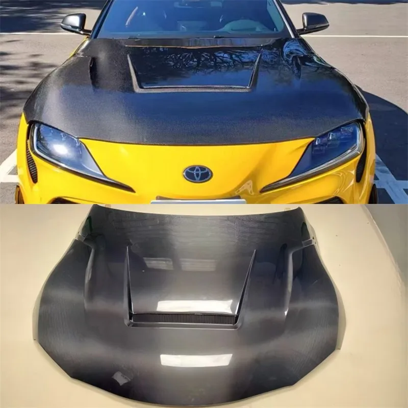 

For Toyota Supra A90 A91 Real Carbon Fiber Hood Engine Cover Hood Car Headliner Hood Cover Upgrade Auto Parts Kit