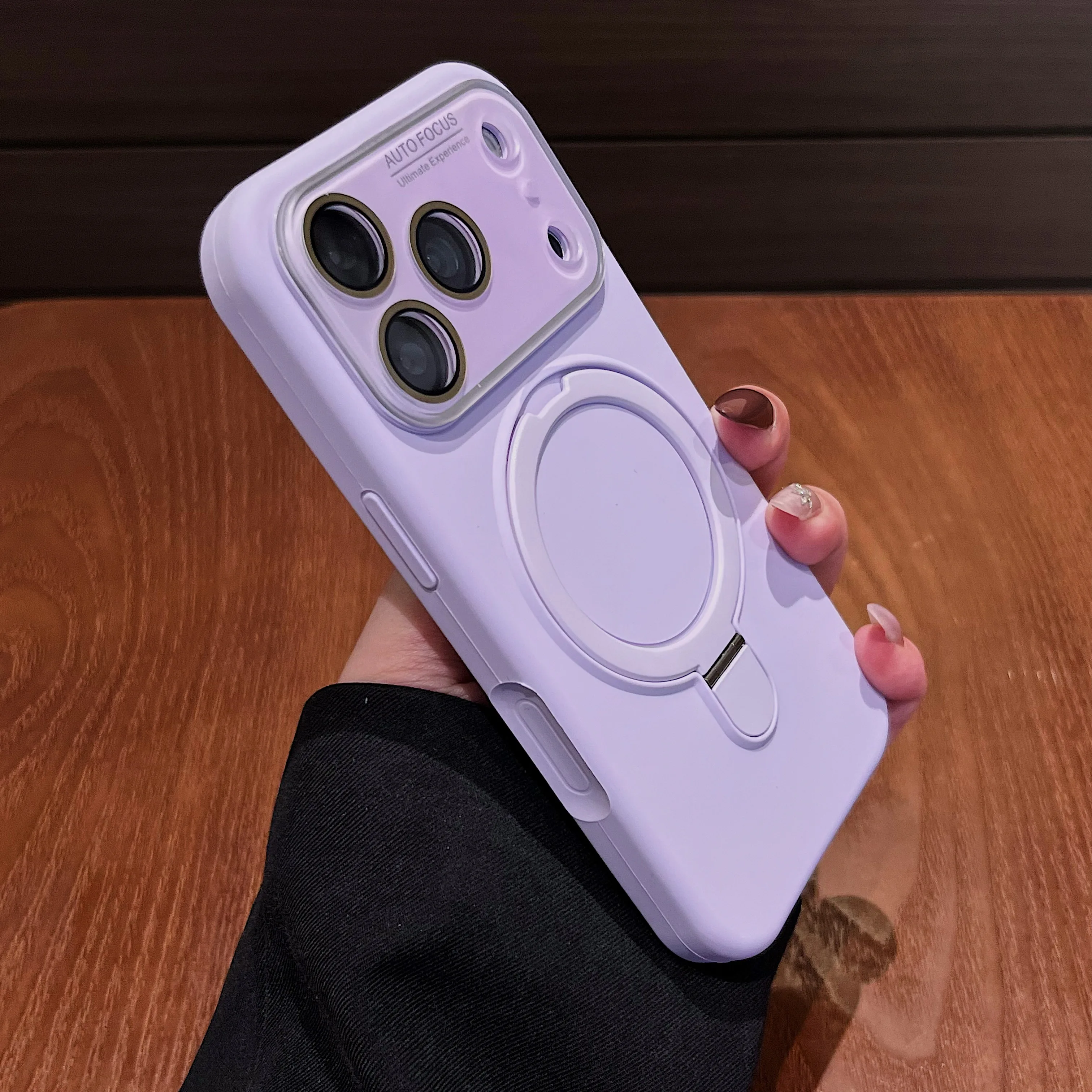 Drehbare Ringhalterung Mattierte Silikon-Handyhülle für iPhone 17 16 15 Pro Max Kristallklare Große Fenster-Magnet-Schutzhülle Stoßfest