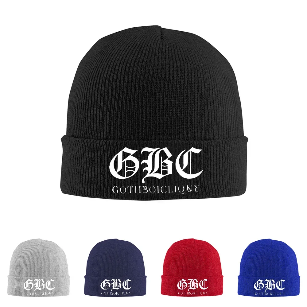2026 GBC gothic words on black background Men Women Unisex Knitted Hat Beanie Pullover Cap Winter Thermal Warm Christmas Outdoor