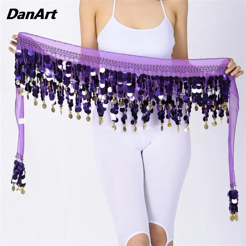 Lady Belly Dance Waist Chain Dance Skirt Adjustable Hip Scarf Costume Festival Performance Colorful Gold Coins Tassel Hip Skirt