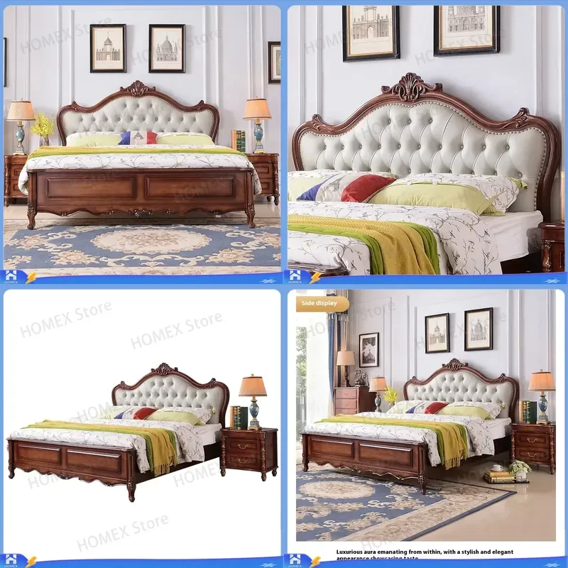 Modern Simple Solid Wood Bed Lightweight Luxury Double Bed Master Bedroom 1.8m 1.5m Wedding Bed