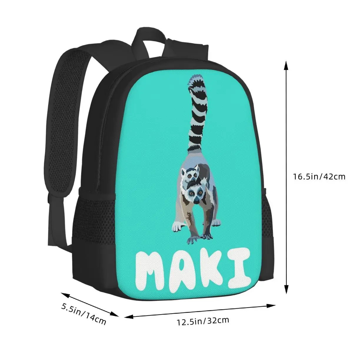 R Is For Ring Tailed Lemur, Ringtail Lemur Student Backpack School Bag Hiking Travel Daypack for Men Women Bookbag Shoulder Bags