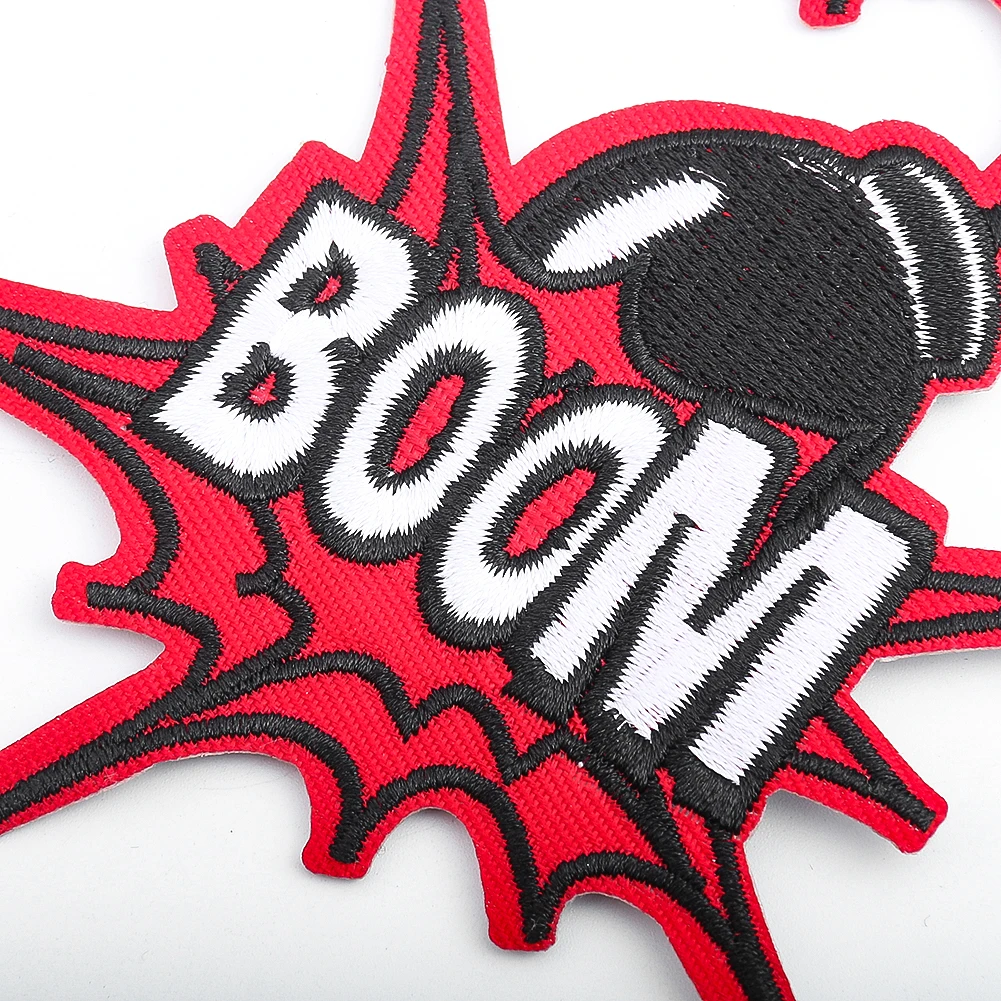 2Pc Cartoon Boom Embroidery Fired Bomb Patch Dangerous Iron on DIY Apparel Sewing Supplies Joking Trick Patchwork Fabric