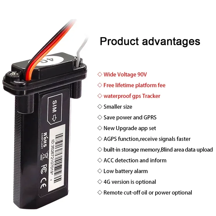 DAGPS 4G Motorcycle Car Gps Tracker T12 St901l 4 Wire Version Tracking Device High Quality Real Time Positioning Cut Off Fuel