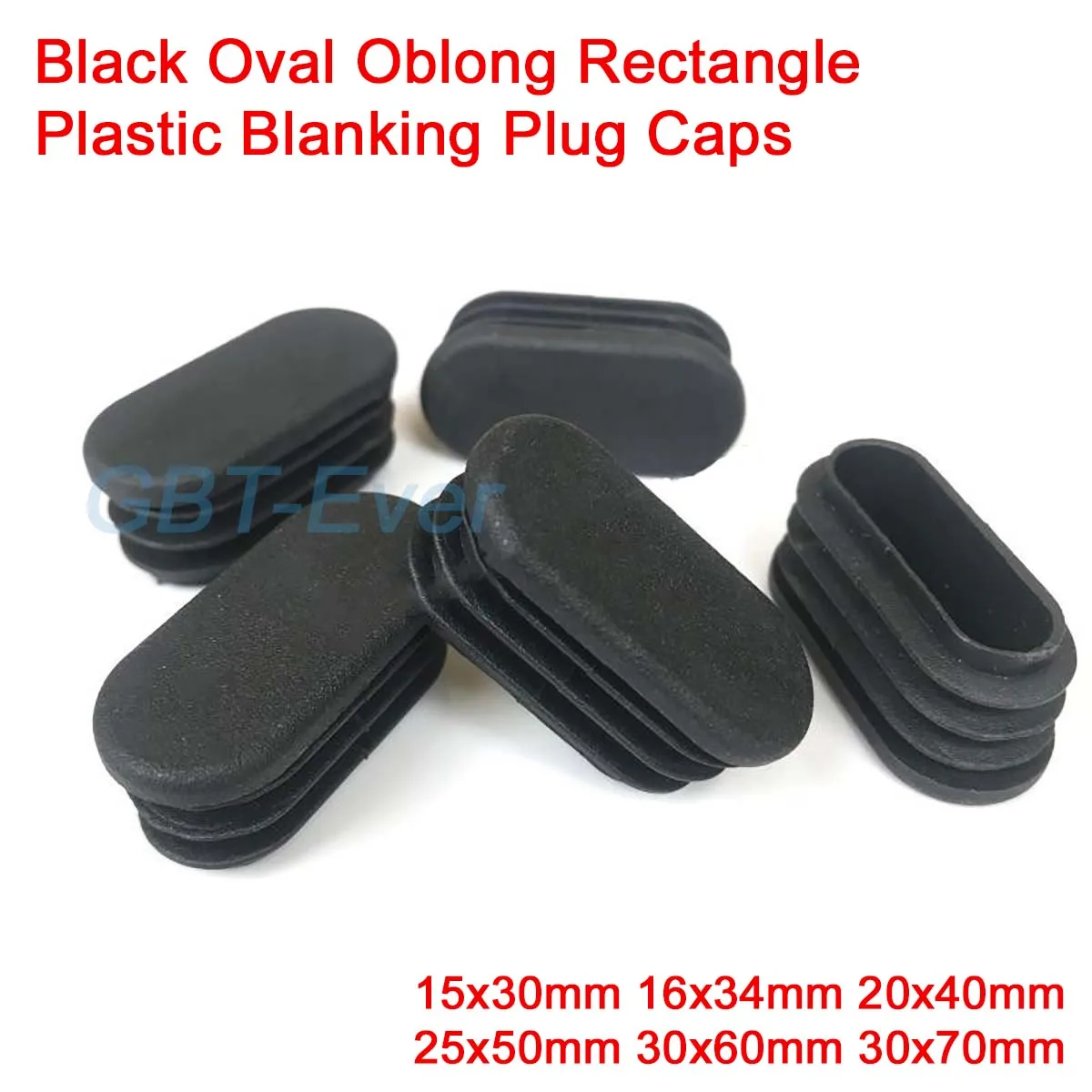 

10/20/30Pcs Black Oval Oblong Rectangle Plastic Blanking Plug Caps Tube Pipe Inserts Plug Bung Insert Stopper for Chair Leg Pipe