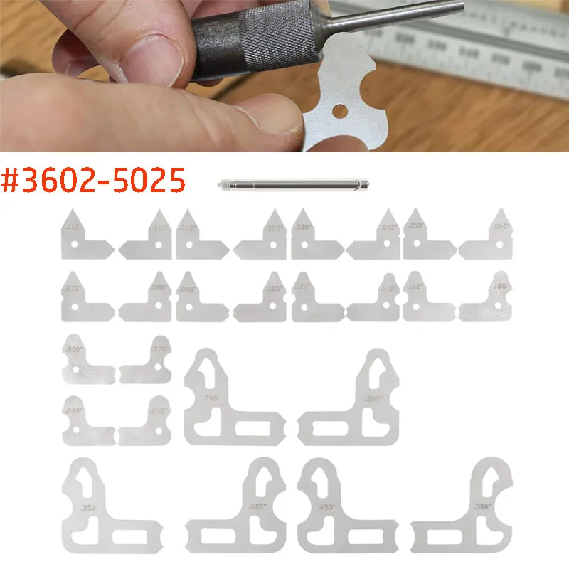 3602-5025 Radius Measuring Tool 0.010'' to 0.500'' Gauges with Holder, For Industrial Manufacturing, Automotive , Metalworking