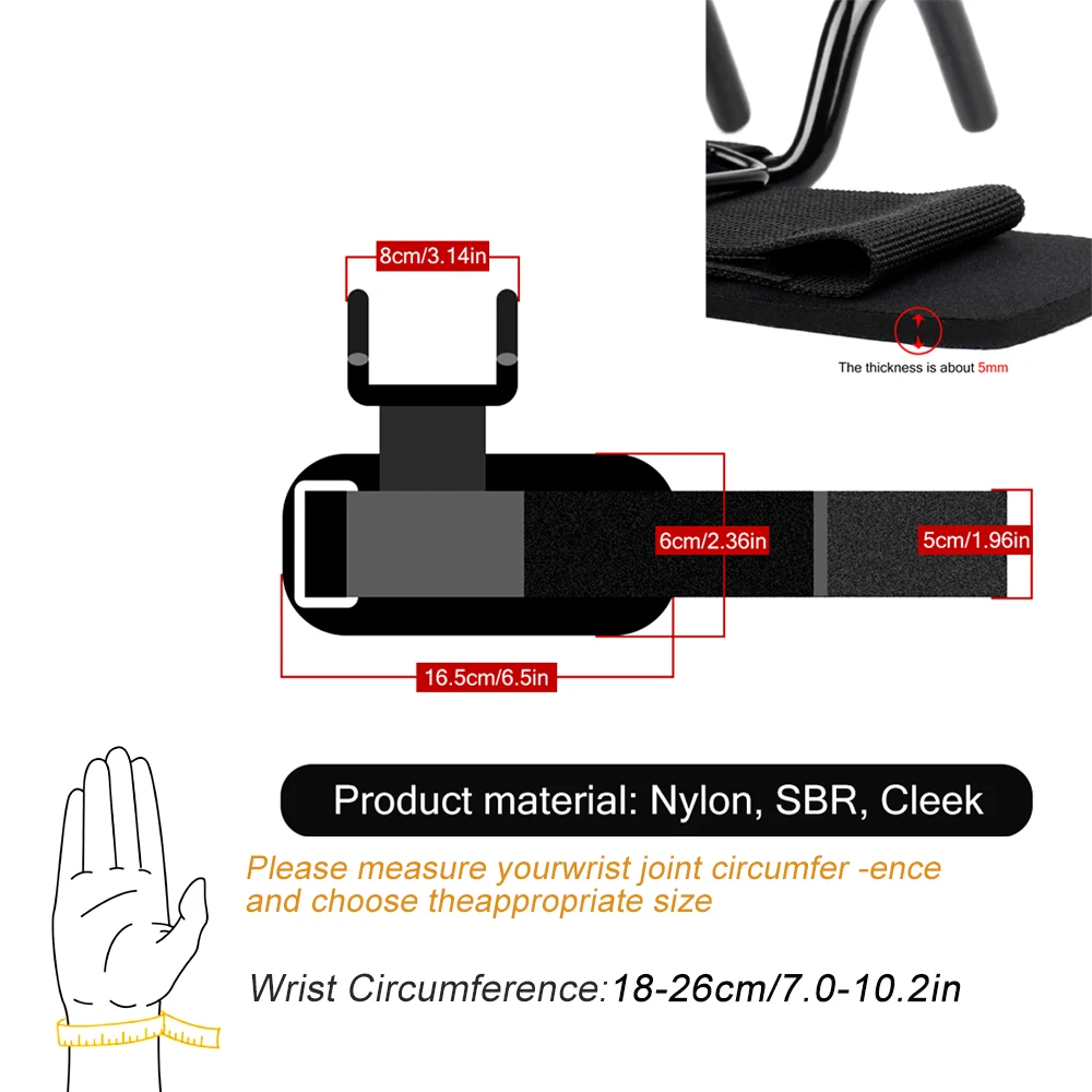 Tcare-Sangles à crochet en acier réglables, sangles de levage de poids, support de poignet de gymnastique et de fitness, crochet côtelé, 2 pièces