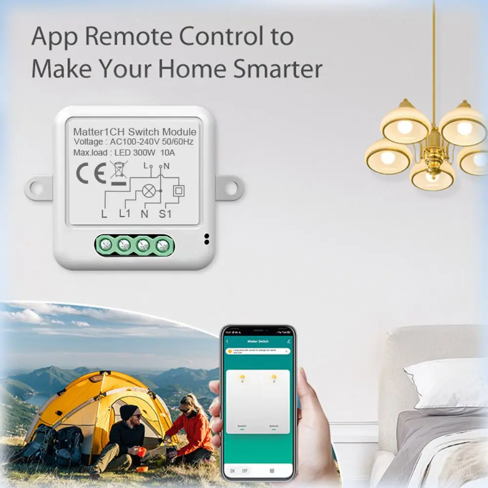 Aubess WIFI Smart Switch Matter Module HomeKit Remote Control Breaker Smart Home Automation Relay Works With Siri Alexa Google