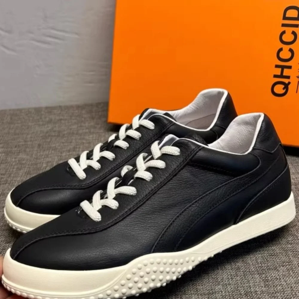 

Men's New Leather High Street White Sneakers Lightweight Breathable Casual Fashionable Versatile Shoes