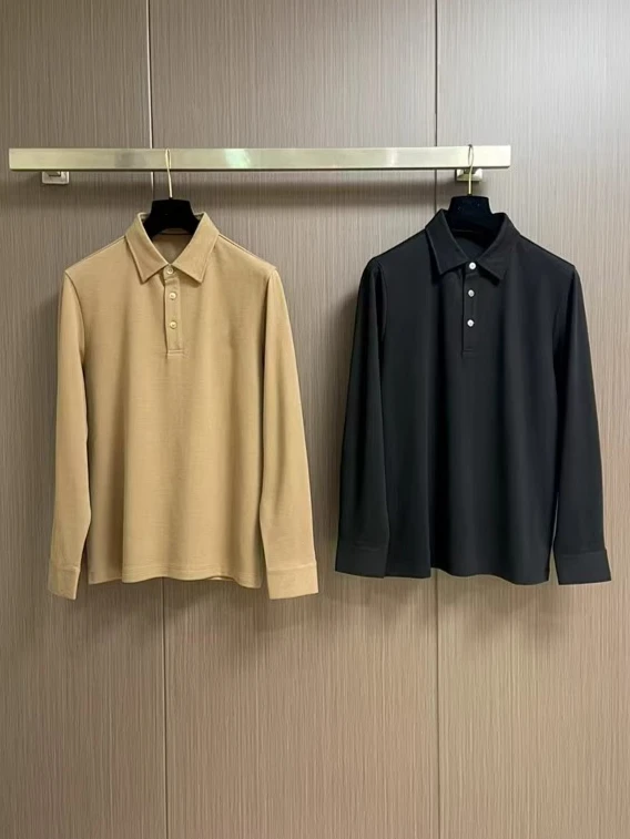 

LP Italian old money wind 25 pure cotton long lapel casual polo shirt