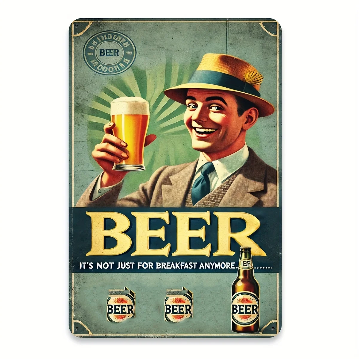 Vintage Beer Poster Tin Sign -   Retro Metal Wall Decor, Iron Foil Engraved Plaque, for Home, Garden, Bar, Cafe, Art Gallery, Gy