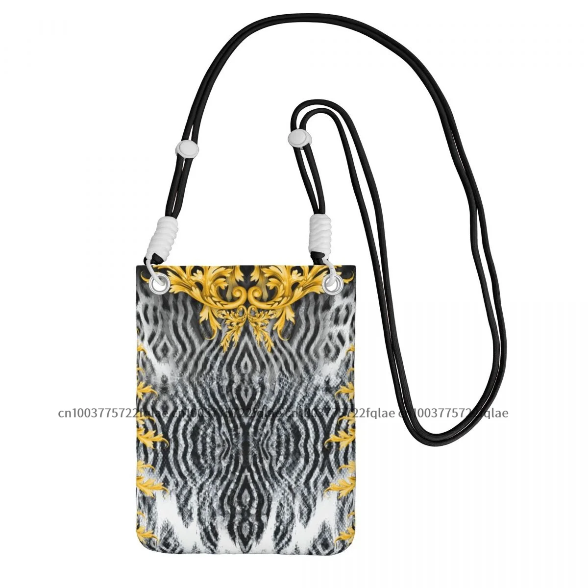 

Golden Baroque With Mixed Animal Skin Crossbody Lanyard Slot Card Wallet Bag Phone Case Necklace Strap Rope
