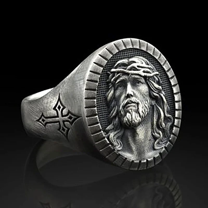 

European and American fashion simple versatile personalized retro cross men's ring wholesale