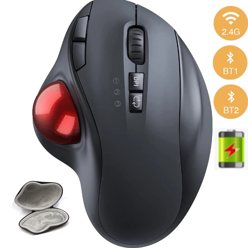 

Missgoal 2.4G Wireless Bluetooth Trackball Mouse 1600 DPI USB Rechargeable Mouse Ergonomic Mice For Ipad Computer Laptop