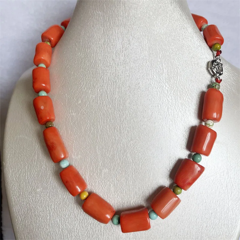 Wonderful 17-20-25mm Freeform Orange Coral Green Turquoise Necklace Women Jewelry Gift Short Choker Collar Luxury Sea Original