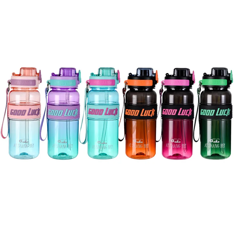 800ML Motivational Water Bottle With Straw Drink Bottle Large Capacity Fitness Jugs Portable Travel Sports Plastic Water Cup