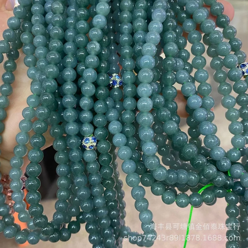 Natural 108 Beads Good Water Refreshing Blue Sweater Chain Factory Direct Sales Ornament Jade