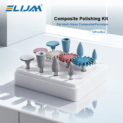 12Pcs/box Dental RA Rubber Diamond Resin Polishing Wheel Silicone Composite Resin Grinding and Polishing Set Dentist Materials