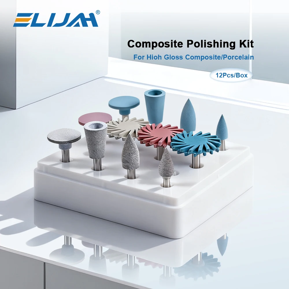 12Pcs/box Dental RA Rubber Diamond Resin Polishing Wheel Silicone Composite Resin Grinding and Polishing Set Dentist Materials