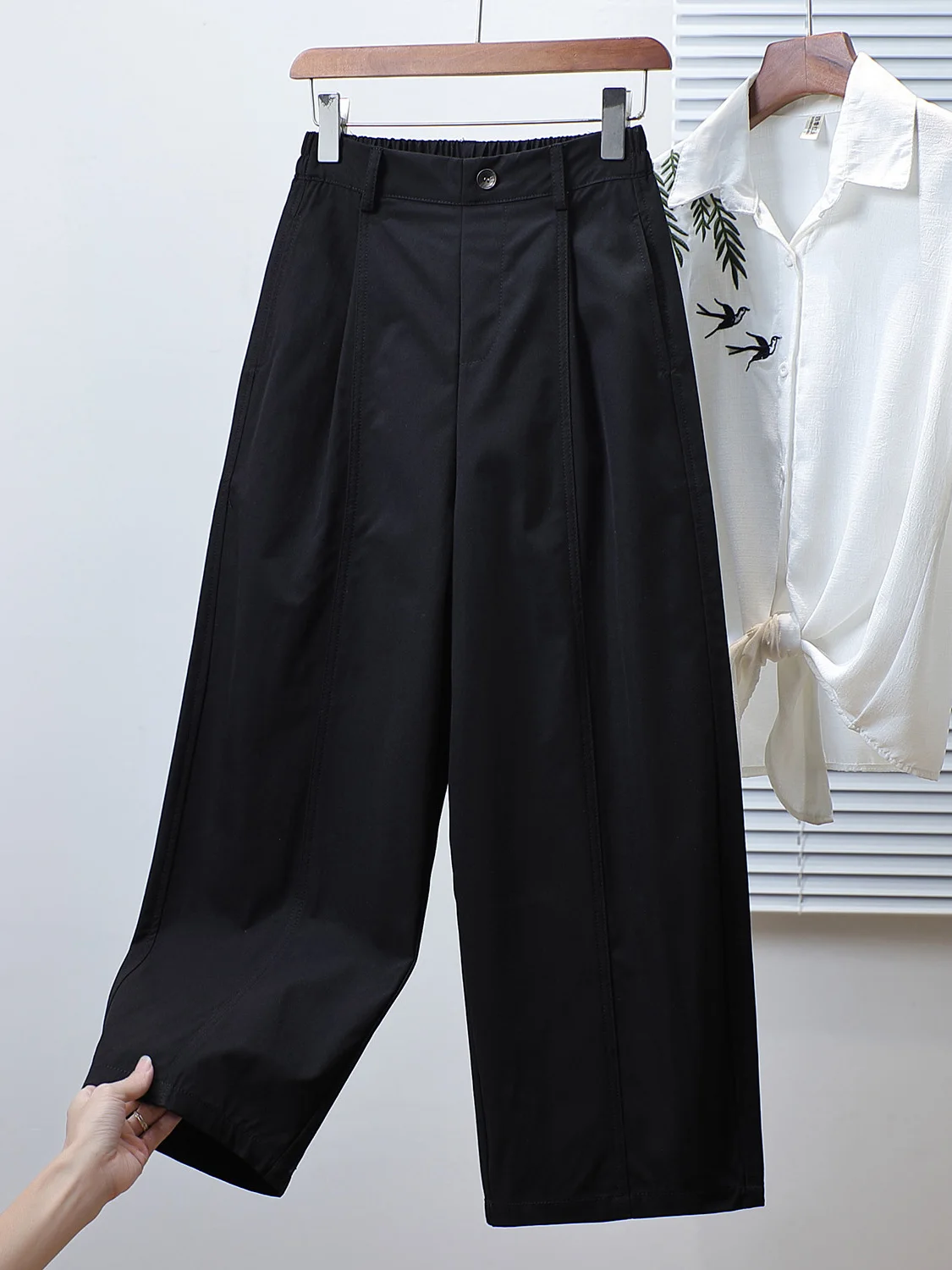 2026 Autumn Straight Leg Wide Leg Pants for plus Size Women Pear Shape Body Covering Knife  Casual High Waist Trousers