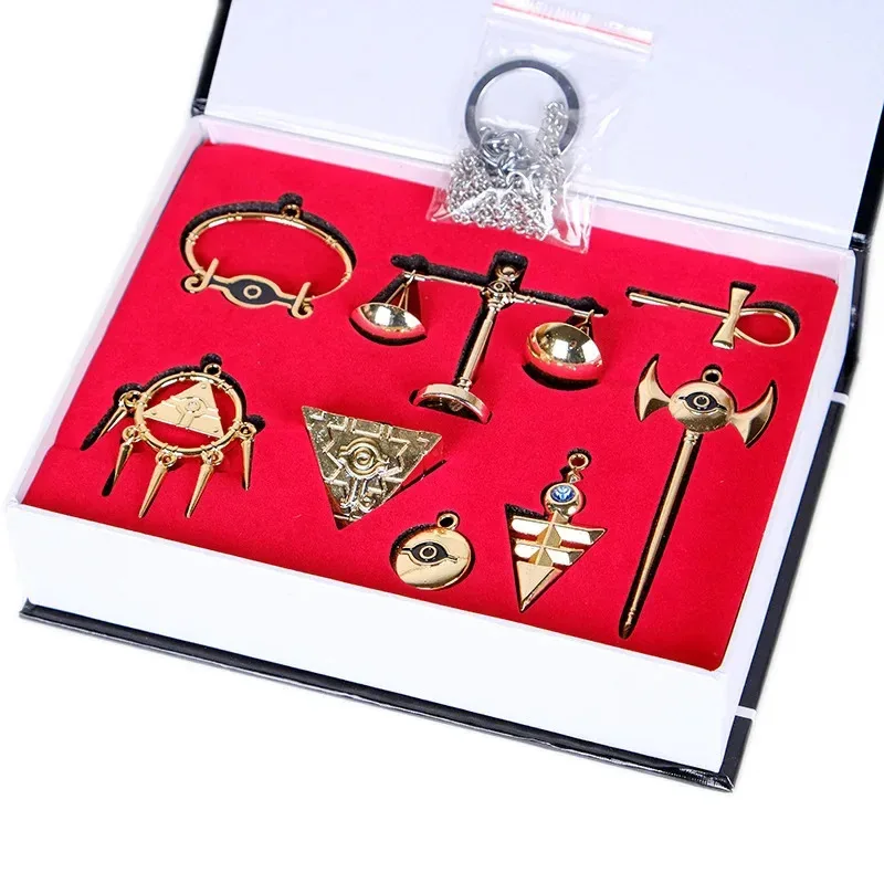 Lyou 2025 8 unids/set Duel Monsters llavero de Metal Yugioh Millenium accesorios de Cosplay Yugi Muto llavero colgante de moda joyería Gi ★ ★