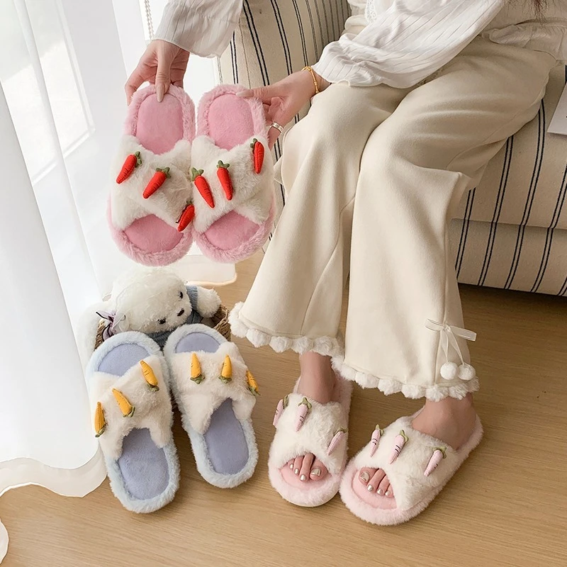 Stylish Warm Cotton Slippers Soft Fluffy Lining Anti Slip Home Footwear for Indoor Household Daily Relax Wear