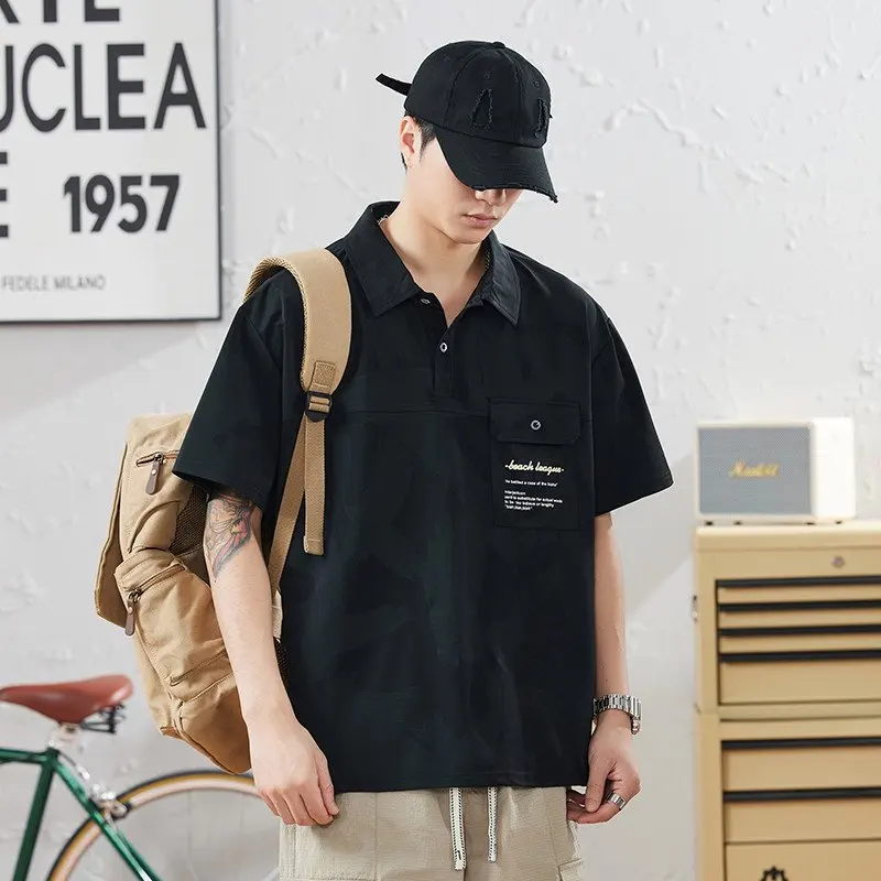 PLUS ขนาดเสื้อโปโลผู้ชายสไตล์ญี่ปุ่น Streetwear แขนสั้นเสื้อยืดแฟชั่น Tees M-8XL ผ้าไหมน้ําแข็งเสื้อฤดูร้อนชายเสื้อผ้า