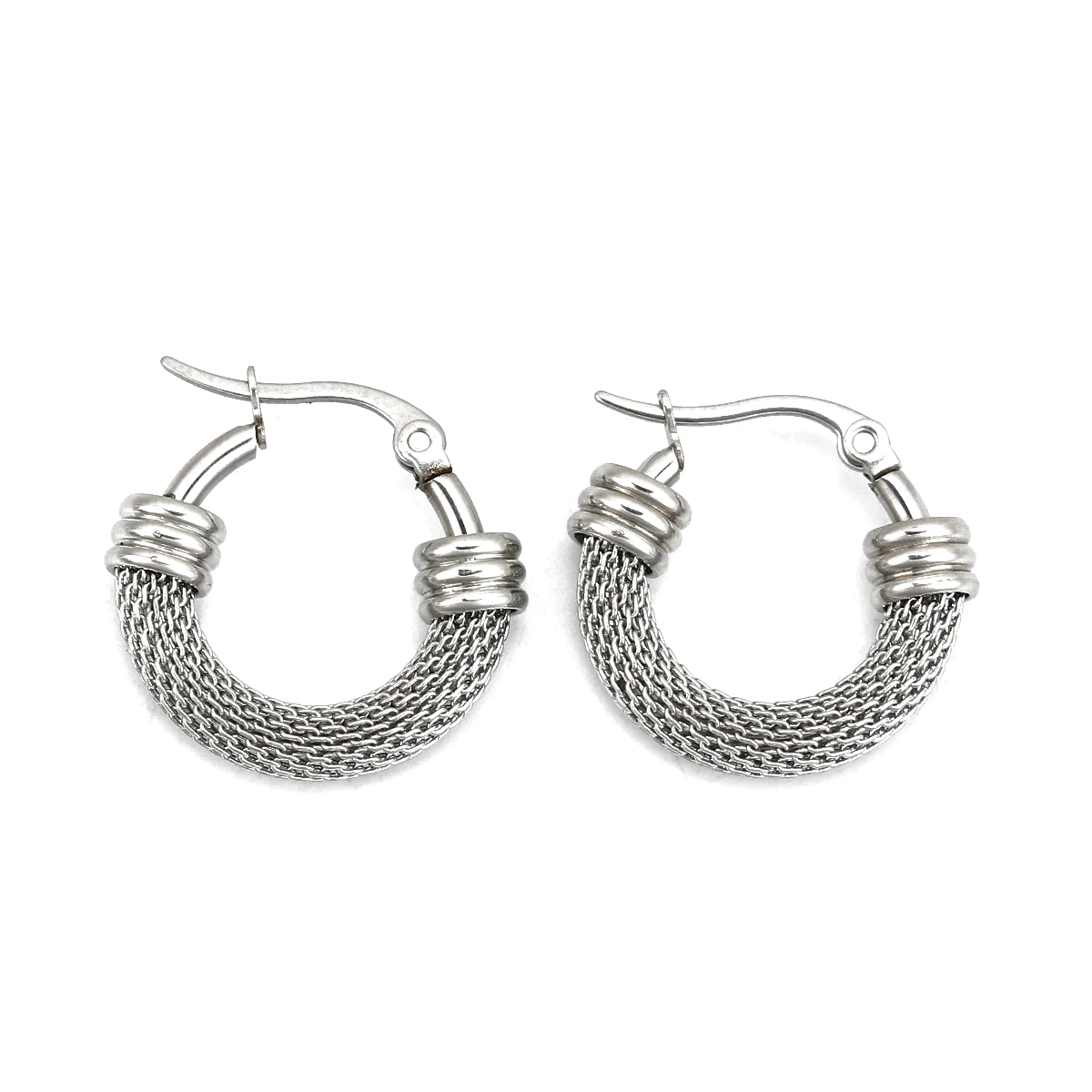 Fashion Stainless Steel Big Hoop Earrings Net Circle Ring Earring For Women Punk Hip Hop Earrings Fashion Party Jewerly Gift