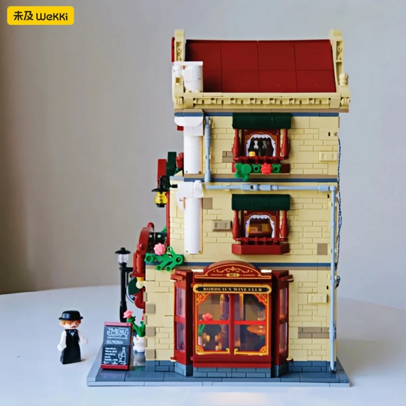 Wekki Baustein Bordeaux Wine Club Puzzle Miniatur Montage Bau Modell 3D Desktop Dekoration Kreative Geschenke Set