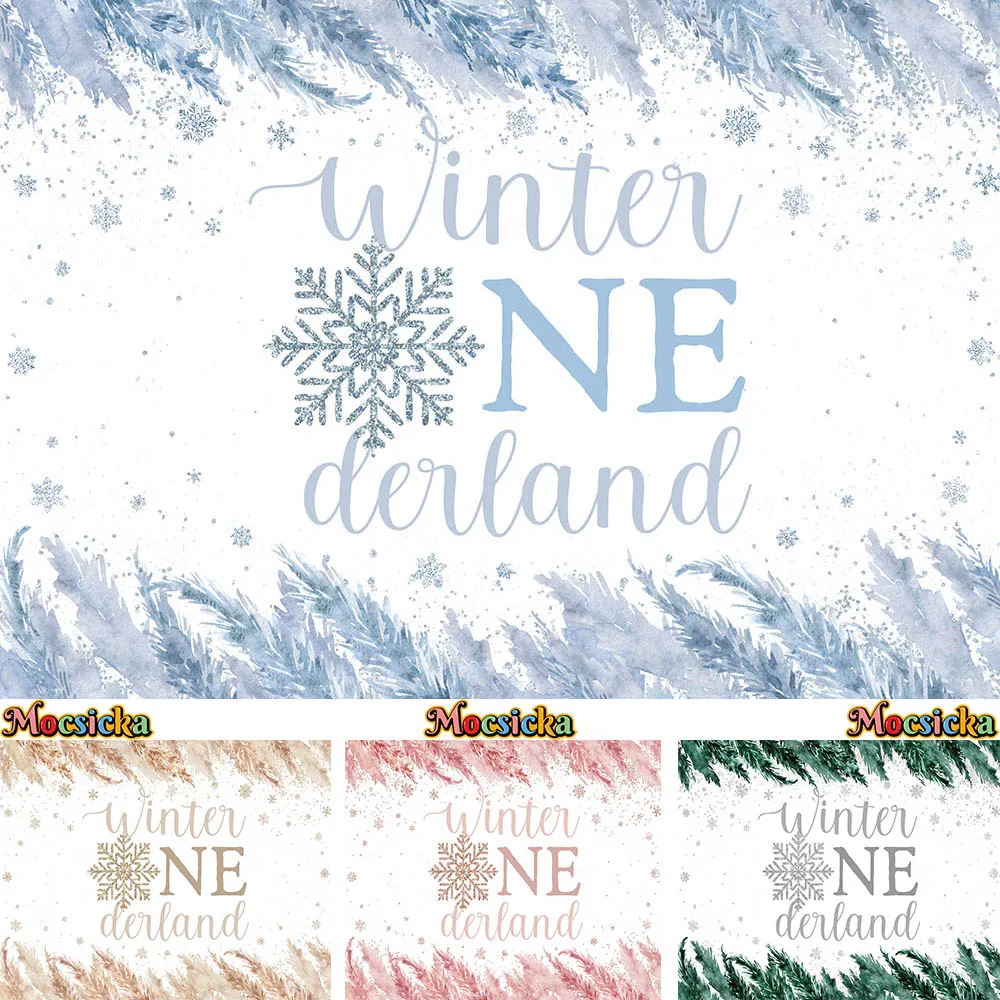 ベビーシャワー用の雪片と背景の葉、冬の装飾アクセサリー、子供、男の子と女の子のための背景フォトブース、1歳の誕生日パーティー、フォトブース