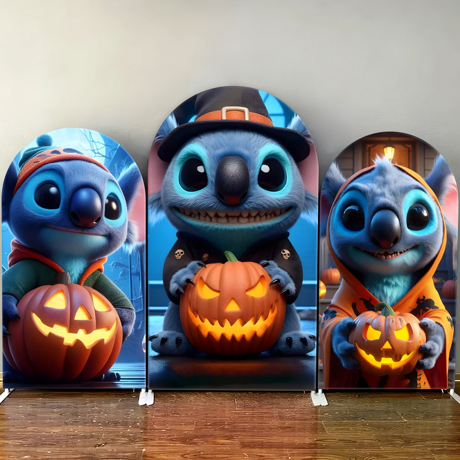 

TB Halloween Stitch Theme Arch Backdrop Cover for Kids Birthday Party Baby Shower Background Wall Decor Props Elastic Fabric