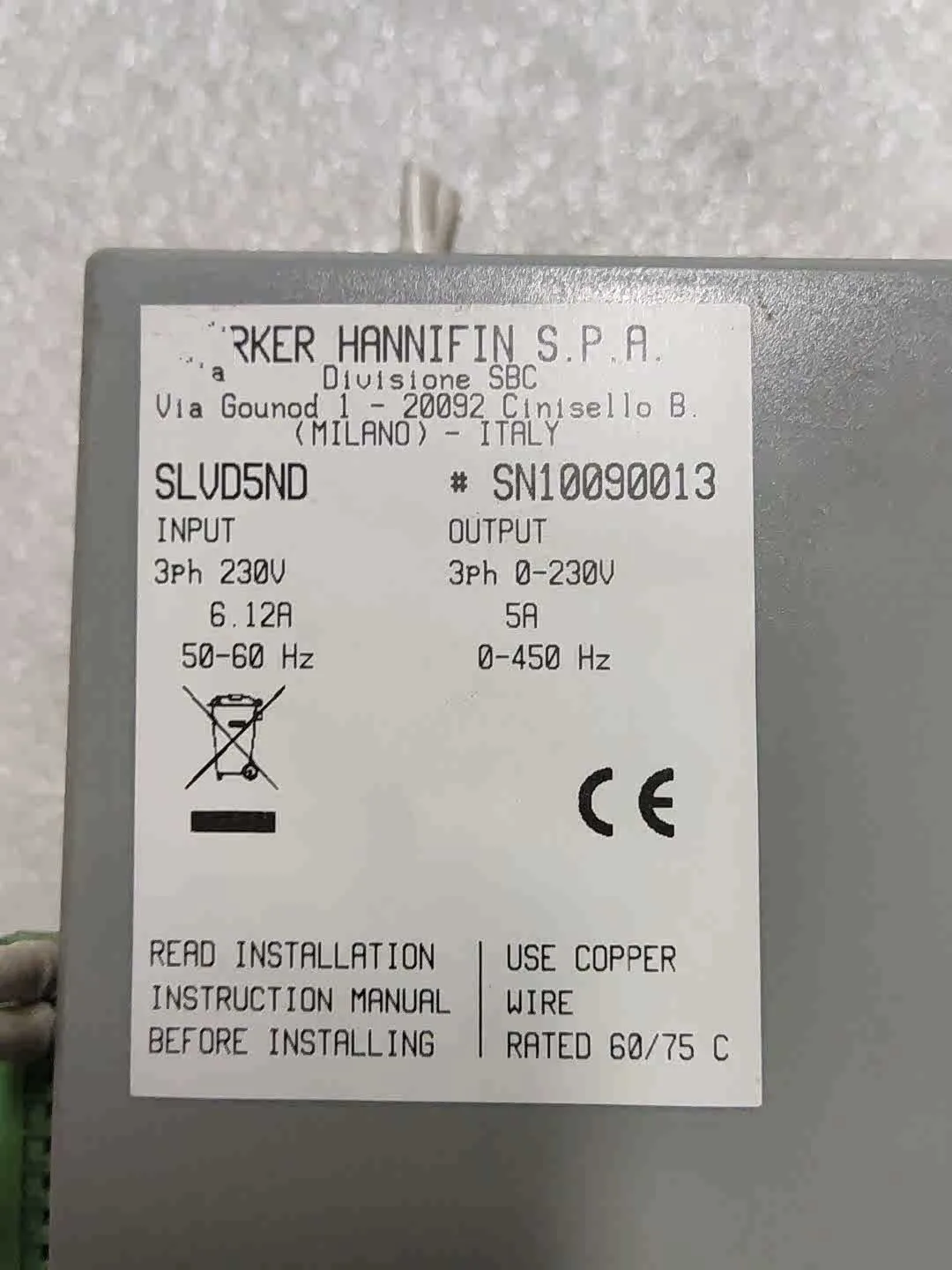 SLVD5ND servoaandrijving voor Parker