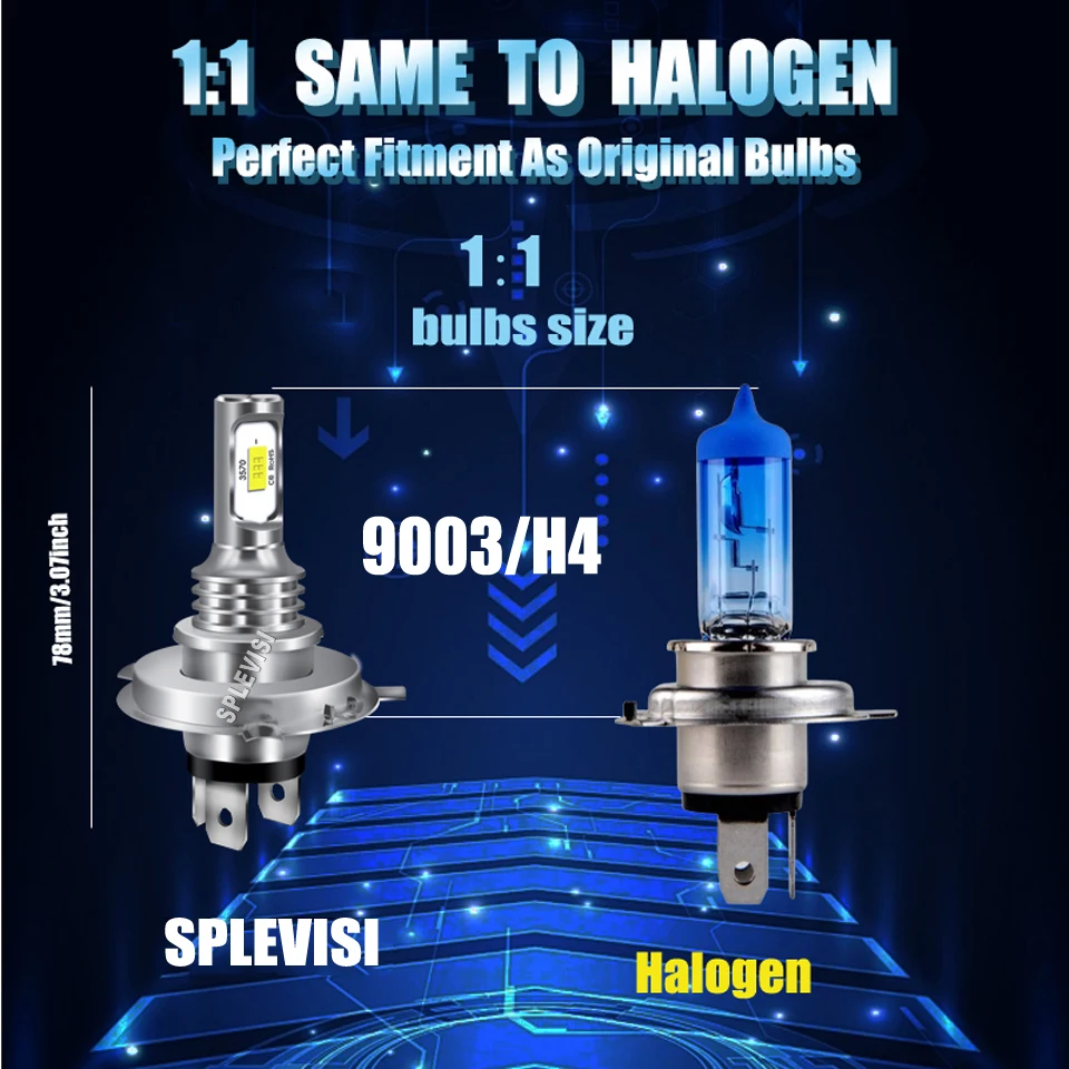 LED H4 White Headlamp Bulbs 70W/Pair For Suzuki DL 650 V-Strom (B11111) 2004 2005 2006 2007 2008 2009 2010 2011 2012 2013-2020 - Image 5
