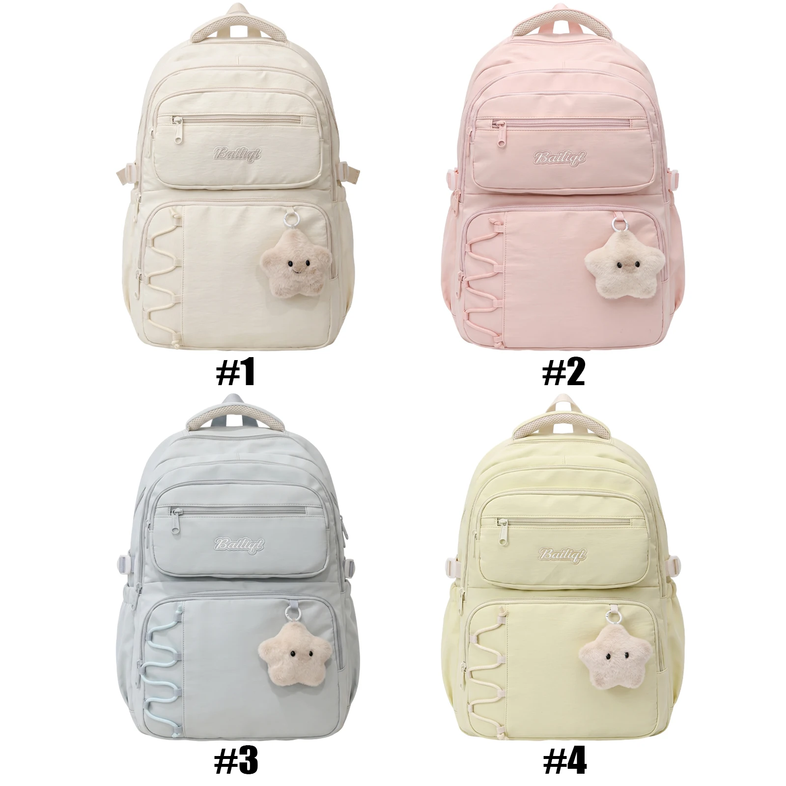 Women Backpack Lightweight Korean Style Nylon Multi-Pocket Travel Daypack Cute