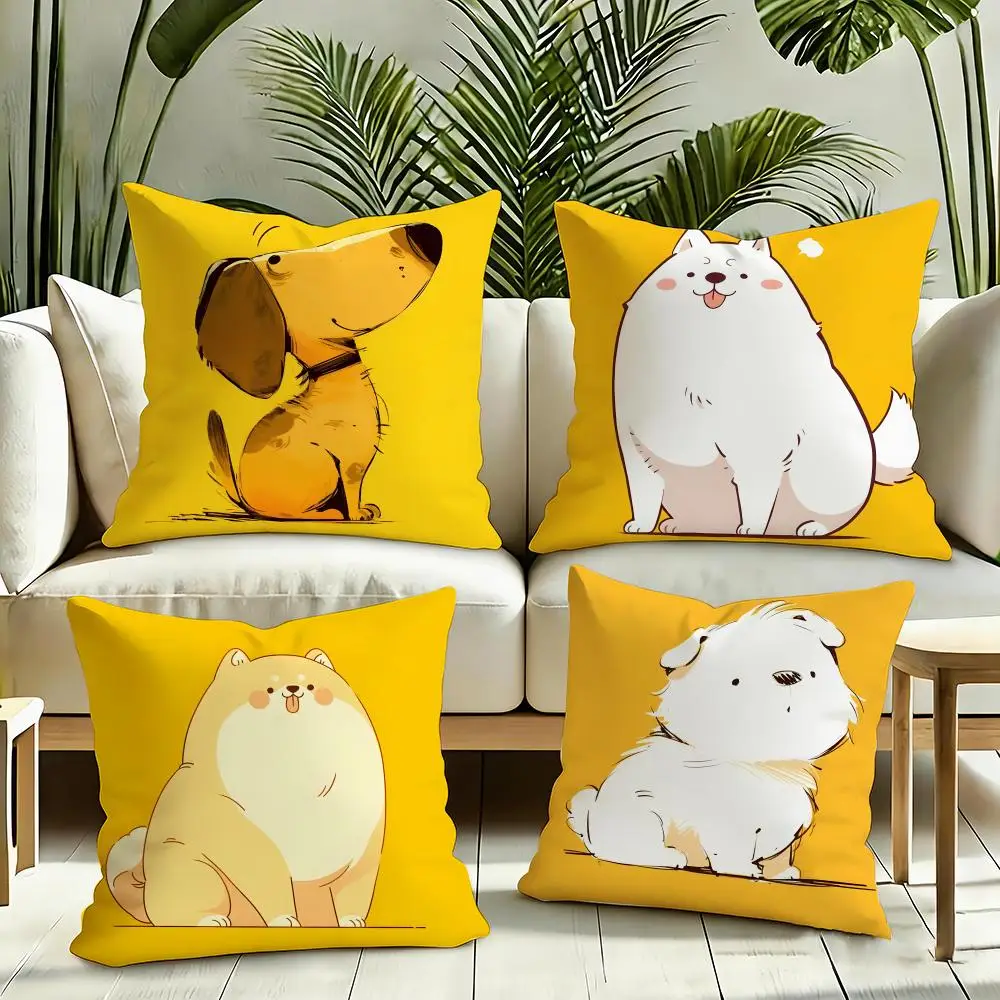 Cute and adorable puppy Cushion Cover Reversible Plush Pillow Cover Soft Fluffy  Home Decor for Sofa Bedroom