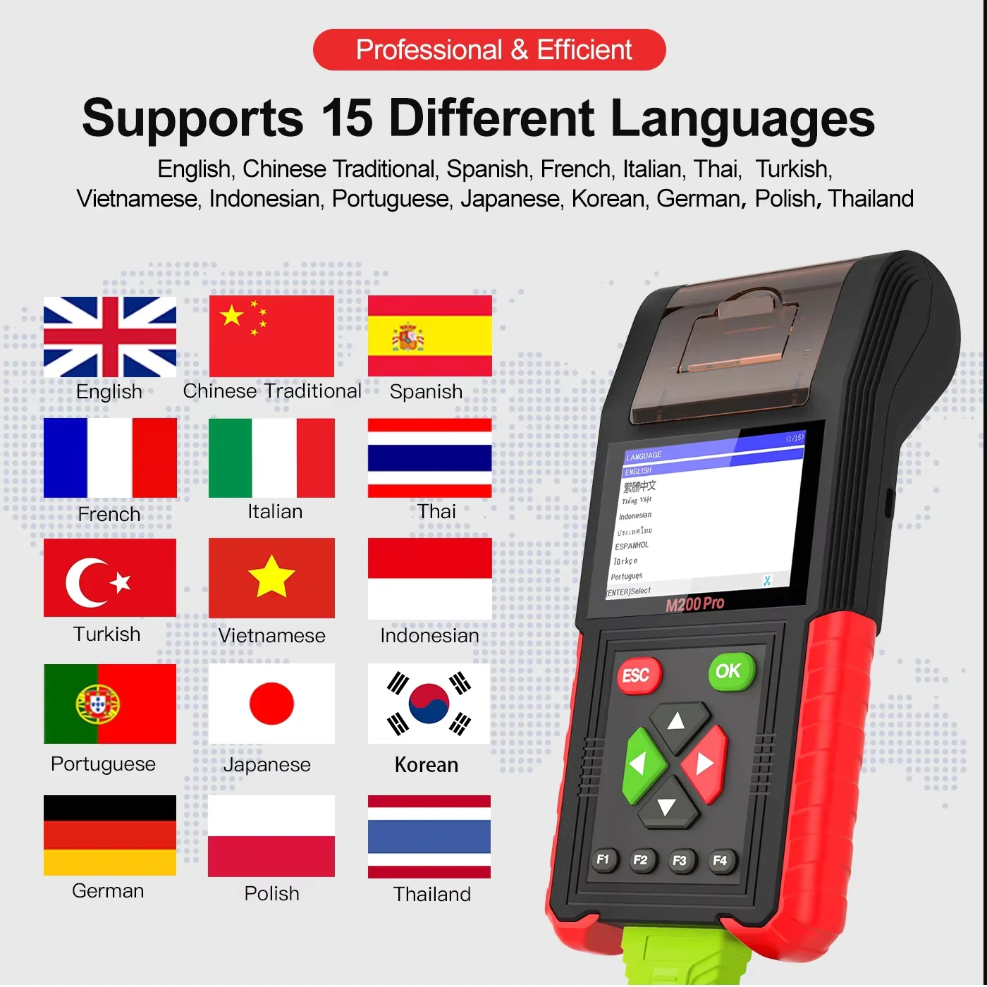 M200Pro 3.5 Inch Intelligent Handheld Motorcycle Scanner Tools Intelligent Engine Diagnostic Analyzer Support Most Brands TFT