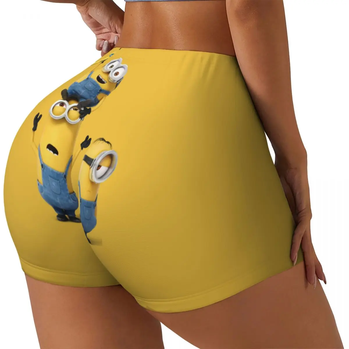 Custom Minion Cartoon Banana Workout Volleyball Biker Shorts Women's Gym Yoga Shorts