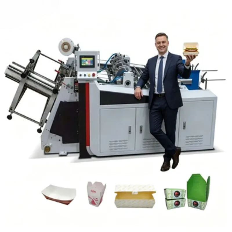 High Speed PLC Controlled Burger Box Making Machine Paper Forming Unit Carton Erecting Equipment Hamburger Box Maker 200pcs/min