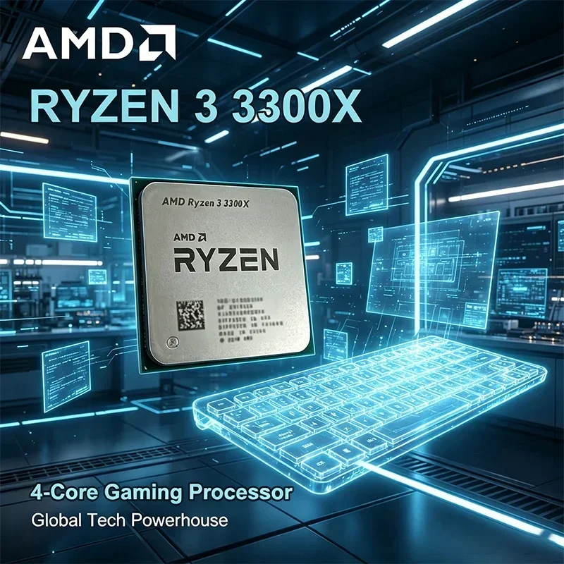 AMD Ryzen 3 3300X Processor 4-Core 8-Thread 3.8GHz Base 4.3GHz Max Boost AM4 Socket 16MB L3 Cache 7nm 65W TDP Desktop CPU