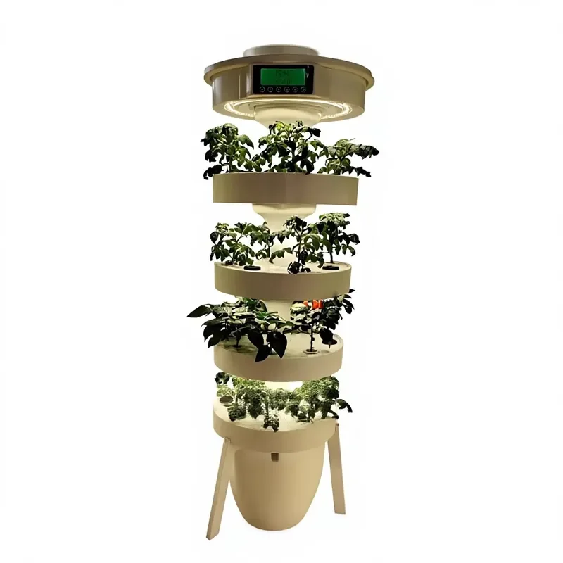 Hezhou Intelligence Hydroponic System for Home Use Indoor Smart Vertical Tower Planter with LED Growth Light Patented